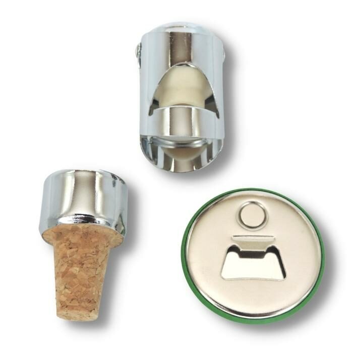 le trio Aubrac de bouchons à champagne et à vin et décapsuleur côté