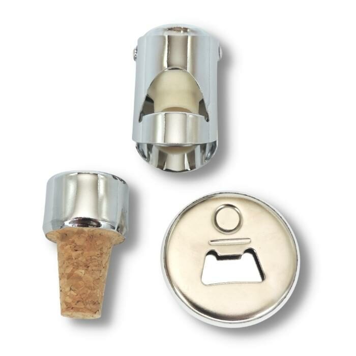 le trio basque de bouchons à champagne et à vin et décapsuleur côté