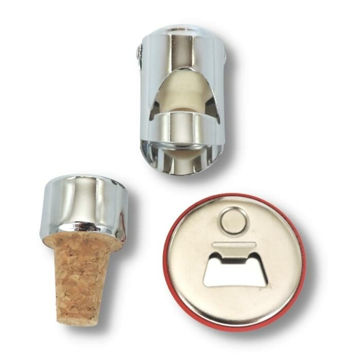 le trio catalan de bouchons à champagne et à vin et décapsuleur côté