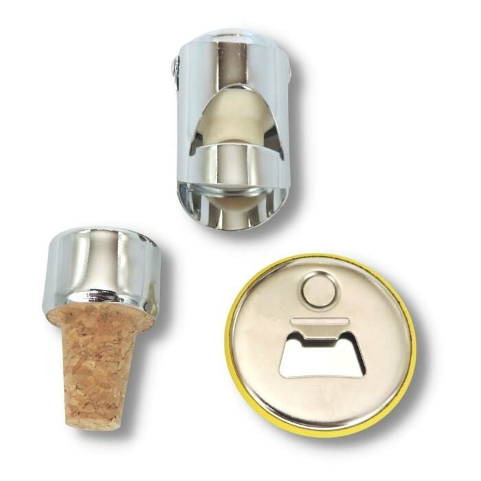 le trio occitan de bouchons à champagne et à vin et décapsuleur côté