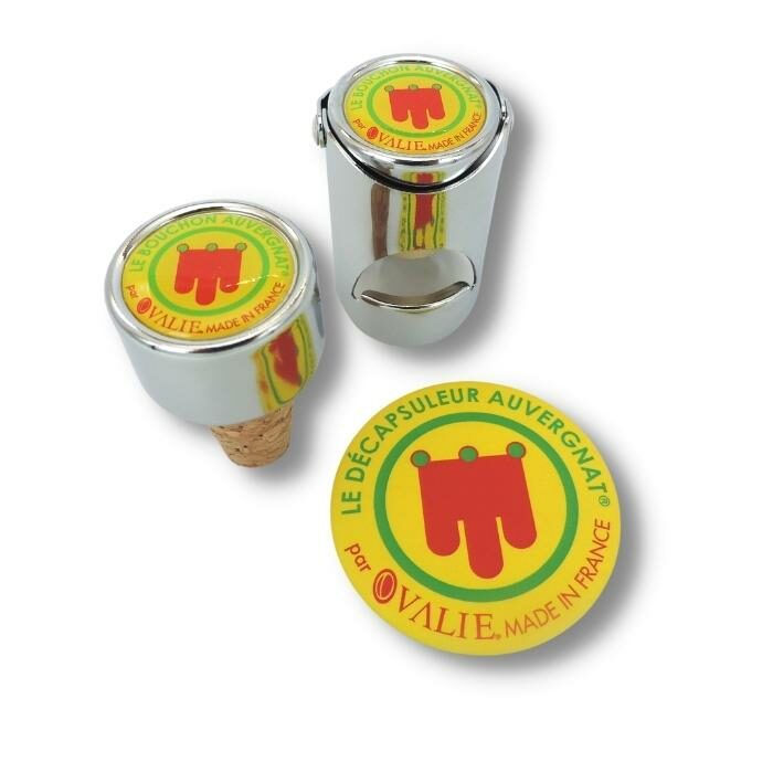 trio de bouchons à champagne et à vin auvergnat avec décapsuleur