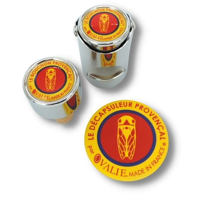 trio de bouchons à champagne et à vin provençal avec décapsuleur