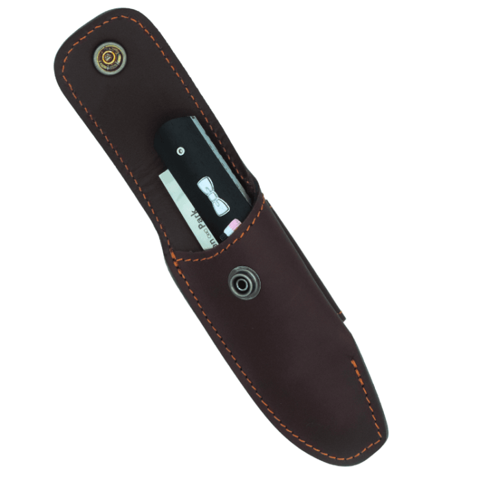 Étui Cuir Marron avec Rabat Eden Park Ovalie et Couteau