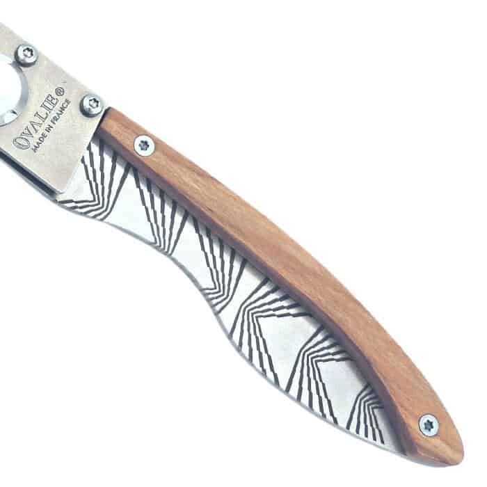 Couteau de Poche Lock Premium Bois Olivier France Rugby Dessin