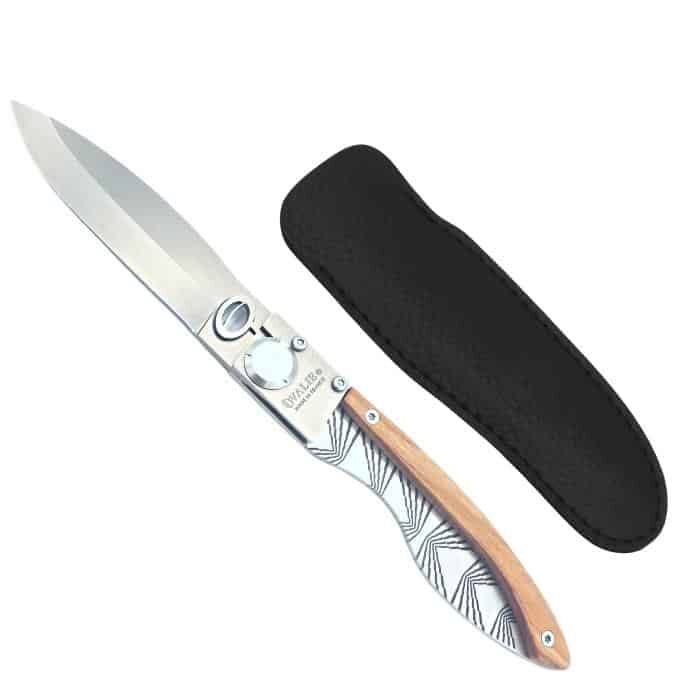 Couteau de Poche Lock Premium Bois Olivier France Rugby et son Étui