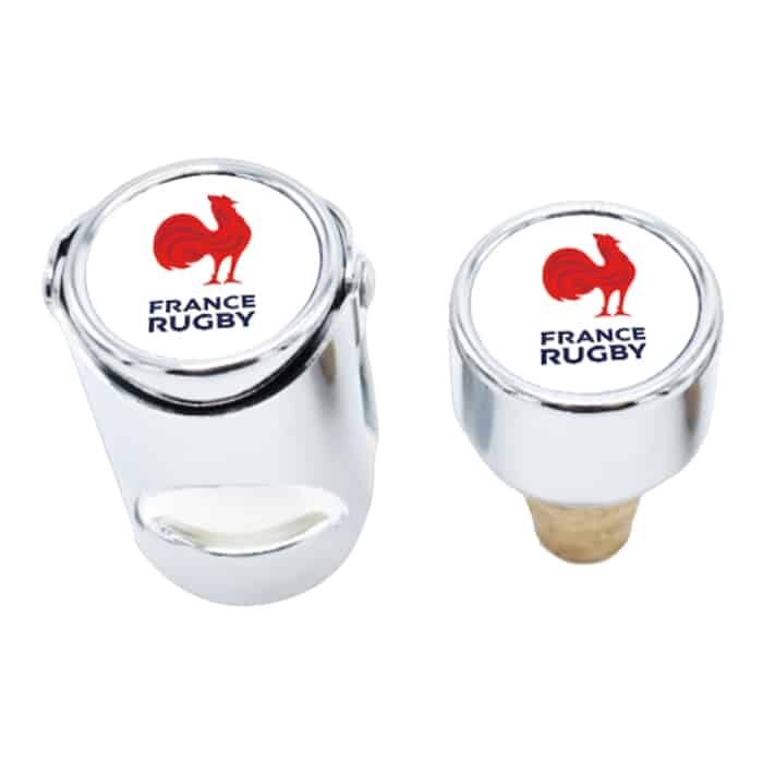 Bouchon à Vin et à Champagne Coq et Blanc France Rugby