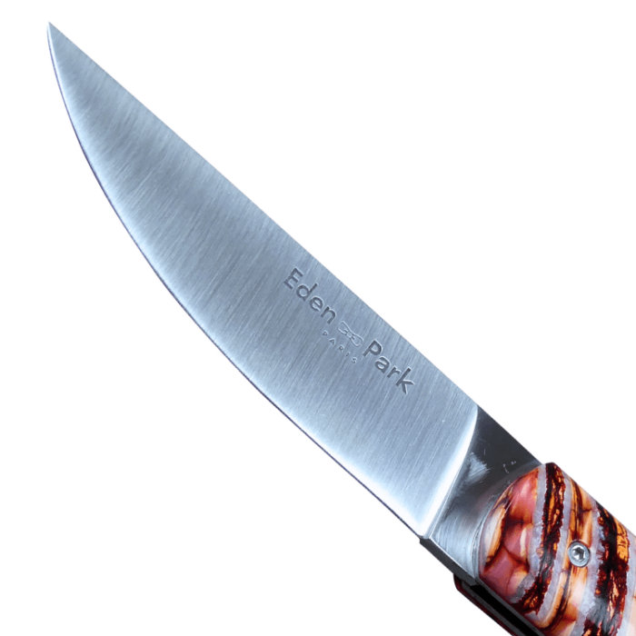 Couteau Molaire de Mammouth Manche Rouge Lame