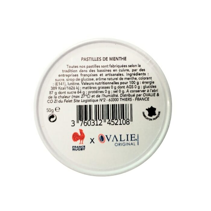 pastilles menthe france rugby ingredients