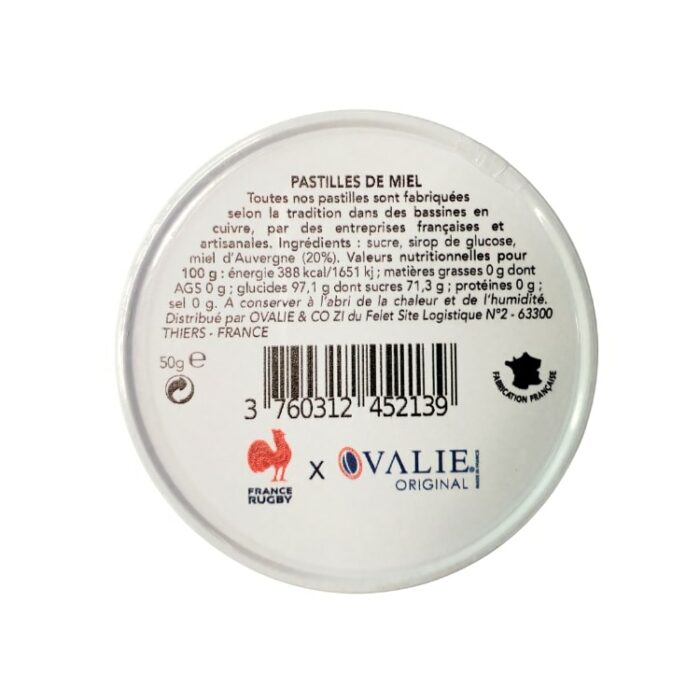 pastilles miel france rugby ingredients