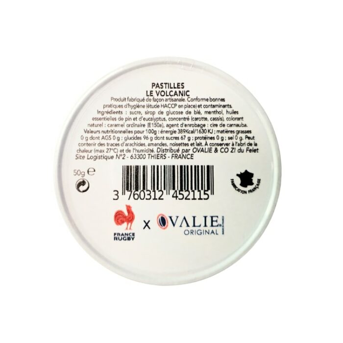 pastilles volcanic france rugby ingredients