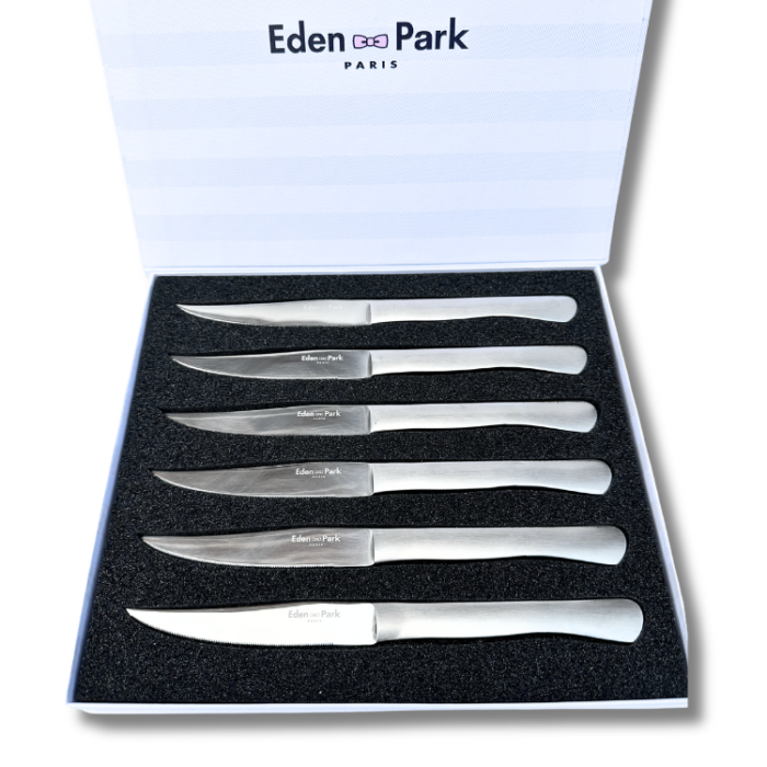 coffret de 6 couteaux de table inox eden park fabrication française