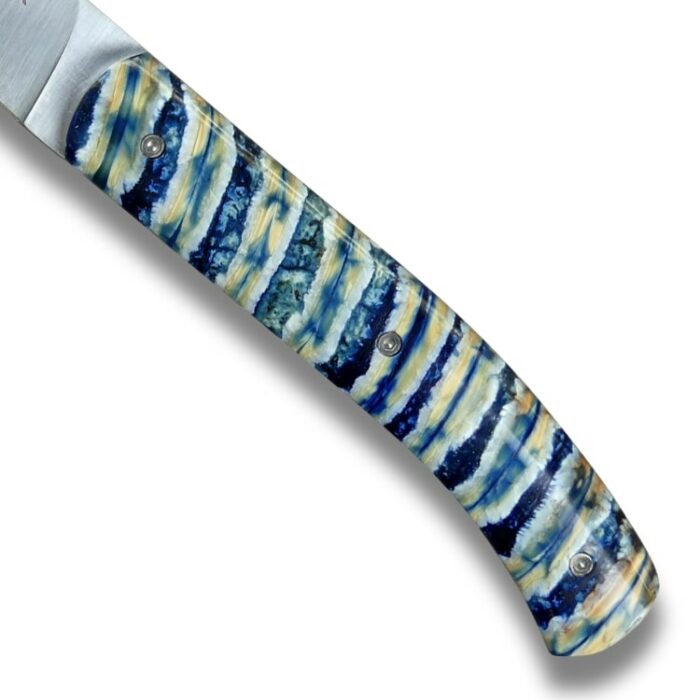 Couteau de poche avec manche en molaire de mammouth bleu eden park